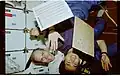 Dan Barry and Koichi Wakata playing Go on the middeck.