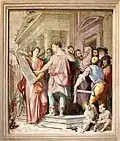 Construction of Temple of Solomon by Santi di Tito