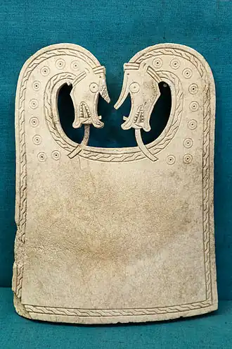 whalebone 'dragon' plaque from the Viking Scar boat burial