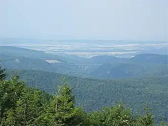 View from the Schneekopf of the Wilde Gera Viaduct (A&nbsp;71)