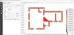 Screenshot of heat transfer problem simulated in software agros