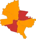 Map of the sectors based on the party of the mayor after the 2004 local elections