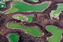 Series of lava rock pools at southern end of Lake Turkana