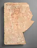 Shiva-Oesho wall painting with fragment of a worshipper, Bactria, 3rd century AD.