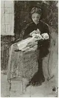 Sien Nursing Baby, watercolor, 1882, Private collection (F1068)