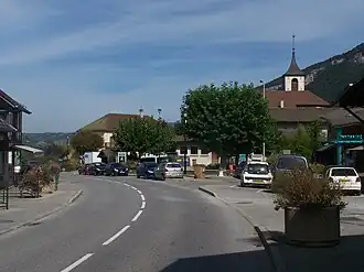 Sight of downtown and church