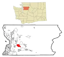 Location of Three Lakes, Washington