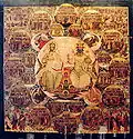 A menaion showing the Trinity in the center of the whole universe