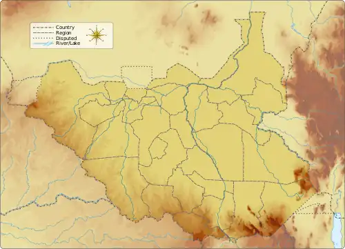 Yabus River is located in South Sudan