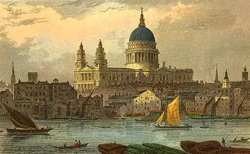 19th-century coloured engraving from the southwest by Thomas Hosmer Shepherd