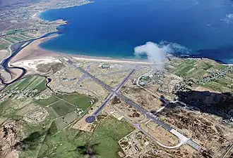 An aerial view of the former RAF Stornoway airfield, taken on 30 April 2008.