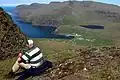 Tourists in the mountains south of Fámjin
