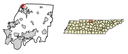 Location of Mitchellville in Sumner County, Tennessee.