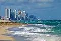 Skyline of Sunny Isles Beach viewed from the south with the skyline of southern coastal Broward County shown in the background in 2013.
