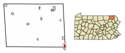 Location of Forest City in Susquehanna County, Pennsylvania.