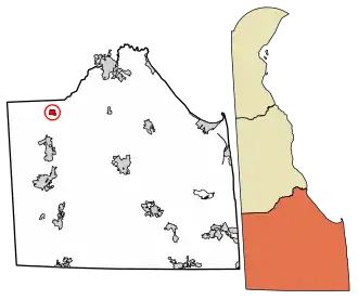 Location of Greenwood in Sussex County, Delaware.