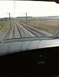View from the cab aboard a TGV POS at 320 km/h