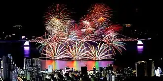 The Busan International Fireworks Festival held annually at the beach (2018)