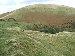 The grassy dome of Little Mell Fell, seen over The Hause from Watermillock Fell