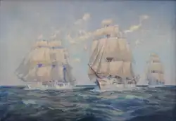 The Imperial German Navy sail training ships, Stosch, Stein, and Gneisenau in 1896
