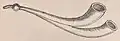 The tibia curva sometimes was illustrated with a "double branch".[2] Possibly an instrument like the zamar, two double pipes bound together.