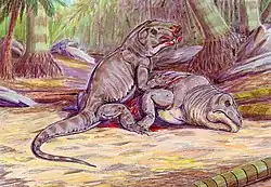 Reconstruction of a T. potens feasting on a Ulemosaurus