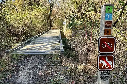 Trail entering Pennsylvania from the park