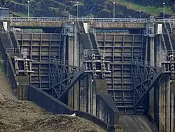 Closeup of spillways