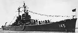 Roanoke at anchor off Famagusta on 22 February 1950