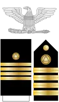 The eagle, shoulder boards, and sleeve stripes (dress blues + female dress whites) of a NOAA Corps captain