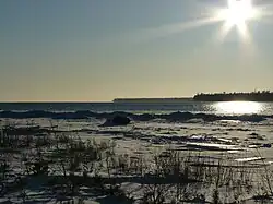 View of mainland Baileys Harbor from Cana Island