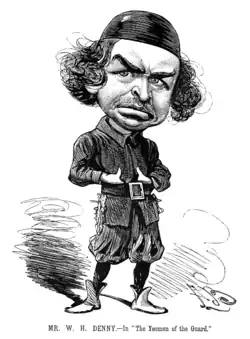 caricature drawing of grim-faced Wilfred in jailer garb