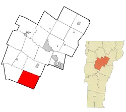 Location in Washington County and the state of Vermont