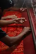 Jamdani weaving in a loom of the village