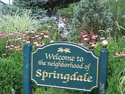 Welcome sign at entrance to railroad station, Hope Street