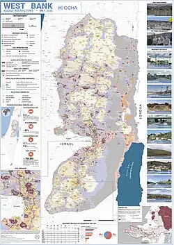 Map showing the West Bank with detailed annotations