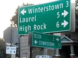 Sign at intersection in Cross Roads