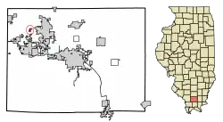 Location of Colp in Williamson County, Illinois.