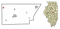 Location of Waynesville in Witt County, Illinois.