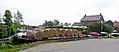 Veense pram with thatching reed bales in Nieuwkoop