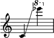 {
\override Score.SpacingSpanner.strict-note-spacing = ##t
\set Score.proportionalNotationDuration = #(ly:make-moment 1/8)
\override Score.TimeSignature #'stencil = ##f
\relative c' {
\time 2/4
\ottava #0 c4 \glissando \ottava #1 es'''
}
}