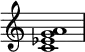 {
\override Score.TimeSignature #'stencil = ##f
\relative c' {
\time 4/4
<c es g a>1
}
}